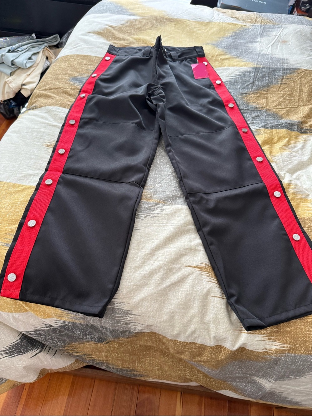 Anti Social Social  Club Black Track Joggers with Red Side Stripes and Snap